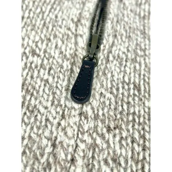 L.L Bean Men's M Heavyweight 100% Lambs Wool Sweater Jacket Beige Oatmeal - Picture 9 of 11